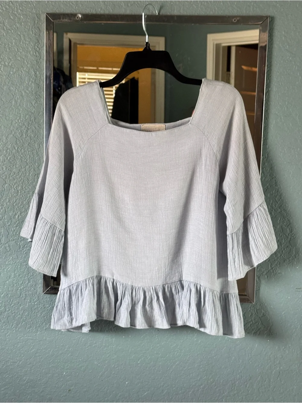 Anthropologie Moon River Boho Square Neckline Trendy Oversized Top
